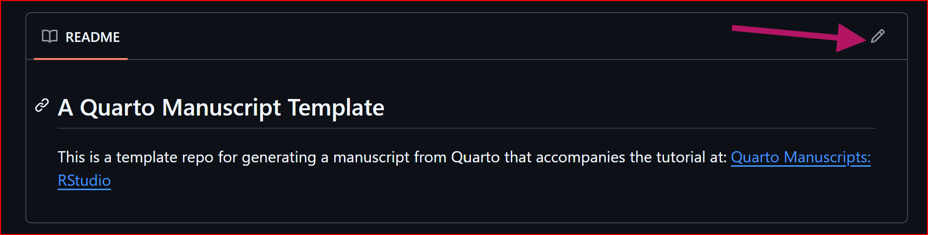 Edit REAME page on your team GitHub repo by clicking the pencil outline icon